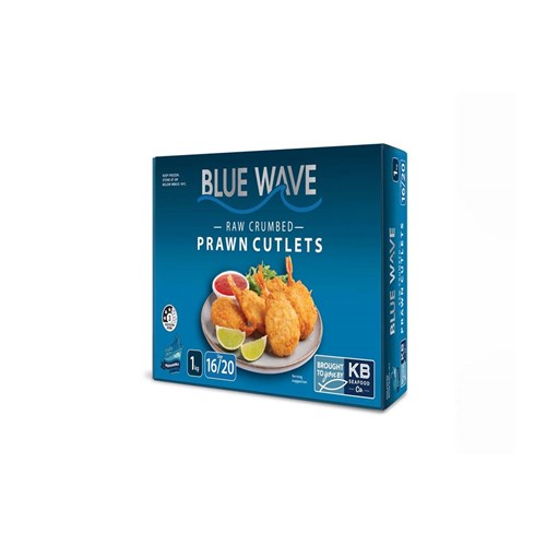 BLUE WAVE 16/20 CRUMBED RAW PRAWN CUTLET 1KG