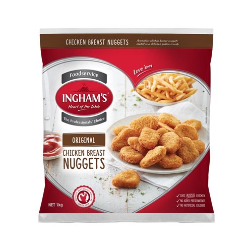 INGHAM CRUMBED CHICKEN BREAST NUGGETS 1KG