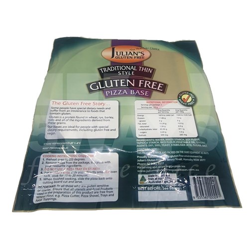 JULIAN'S GLUTEN FREE GLUTEN FREE RETAIL PIZZA BASE 12 X 11
